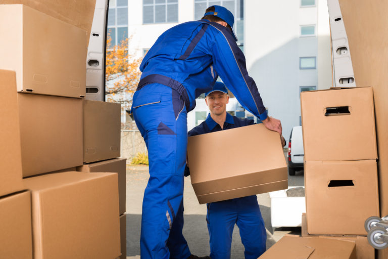 Movers carrying boxes